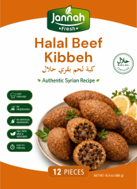 JANNAH Fresh Halal Beef Kibbeh 12pcs 16.9oz / 480g